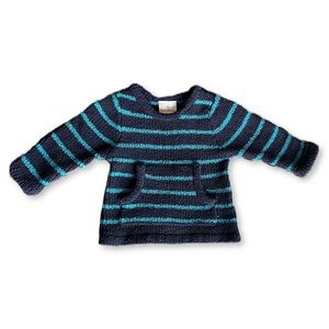 Hanna Andersson 12m Soft Blue Stripe Knit Sweater